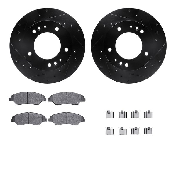 Dynamic Friction Co 8312-21006, Rotors-Drilled, Slotted-BLK w/ 3000 Series Ceramic Brake Pads incl. Hardware, Zinc Coat 8312-21006